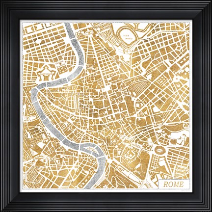 Framed Gilded Rome Map Print