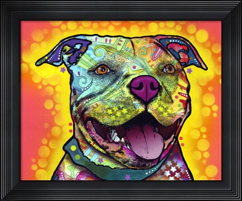 Framed Dewey Pit Bull Print