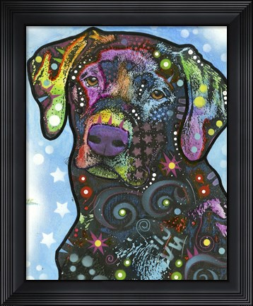 Framed Dog on Blue Print