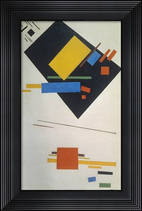 Framed Suprematist painting (with black trapezium and red square), 1915 Print