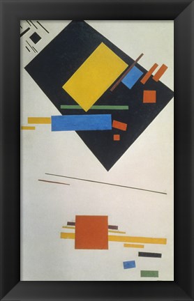 Framed Suprematist painting (with black trapezium and red square), 1915 Print