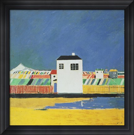 Framed Landscape with White House Print