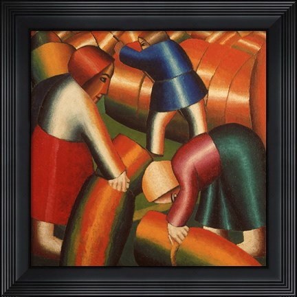 Framed Gathering of the Rye, 1912 Print