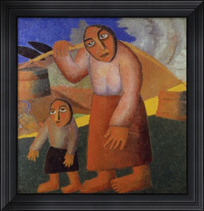 Framed Peasant Woman with Buckets Print