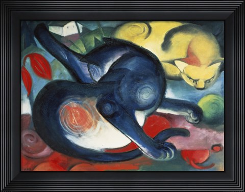 Framed Two Cats, Blue and Yellow, 1912 Print