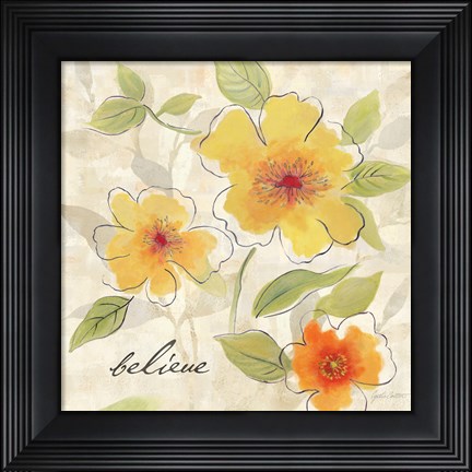 Framed Bright Yellow Garden Trio II Print