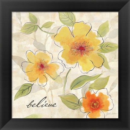 Framed Bright Yellow Garden Trio II Print