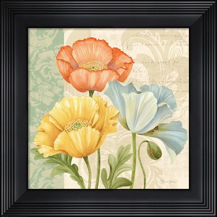 Framed Pastel Poppies Multi I Print