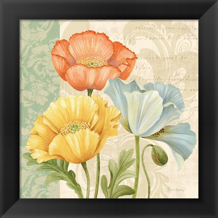 Framed Pastel Poppies Multi I Print