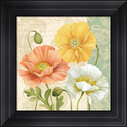 Framed Pastel Poppies Multi II Print
