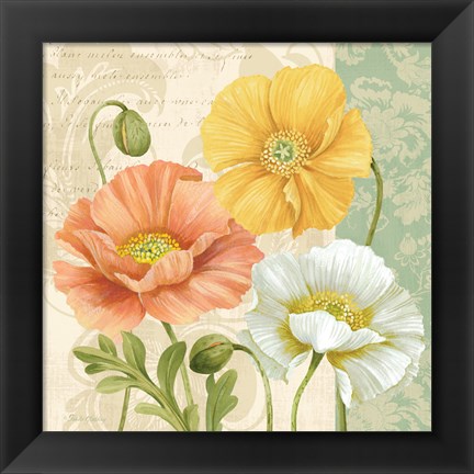 Framed Pastel Poppies Multi II Print