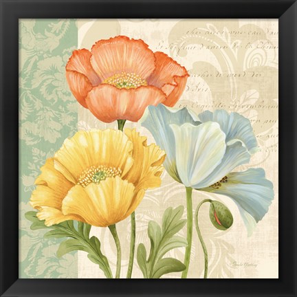 Framed Pastel Poppies Multi I Print