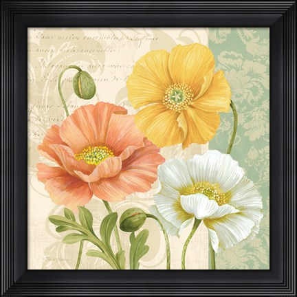 Framed Pastel Poppies Multi II Print