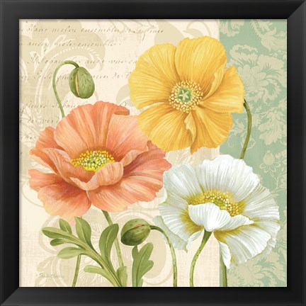 Framed Pastel Poppies Multi II Print