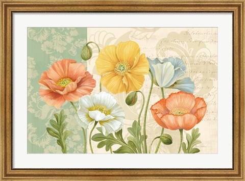 Framed Pastel Poppies Multi Landscape Print