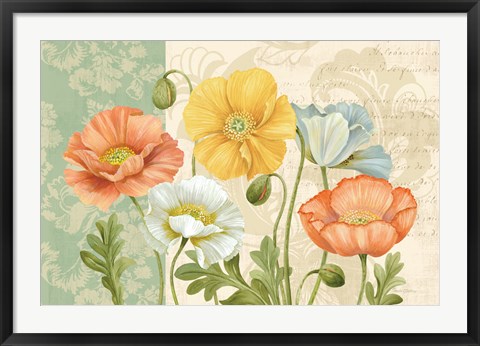 Framed Pastel Poppies Multi Landscape Print