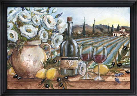 Framed Provence Wine Landscape Print