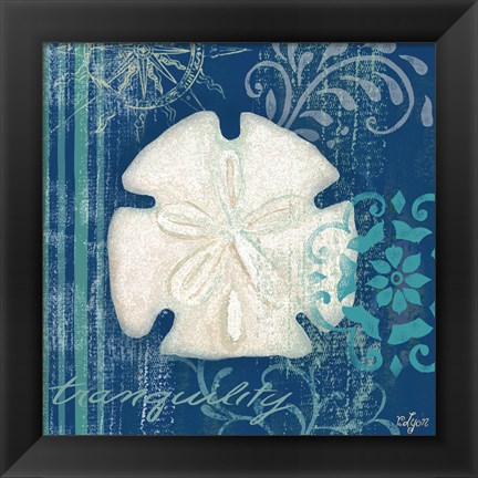 Framed Navy Blue Spa Shells II Print