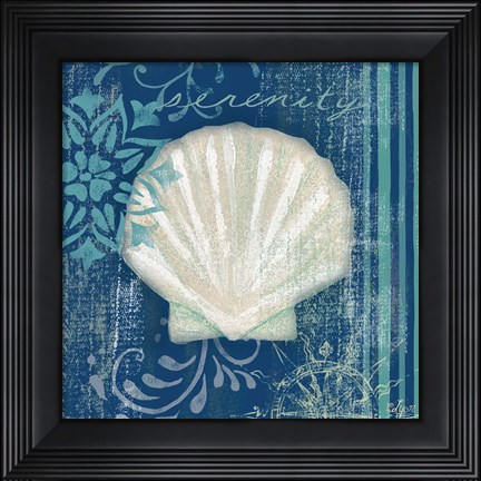 Framed Navy Blue Spa Shells III Print