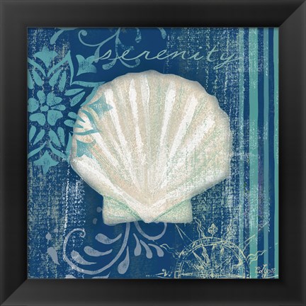 Framed Navy Blue Spa Shells III Print