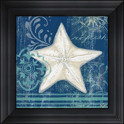 Framed Navy Blue Spa Shells IV Print