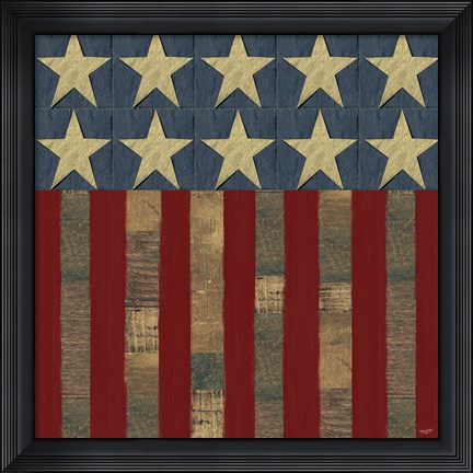 Framed Patriotic Printer Block Flag Print