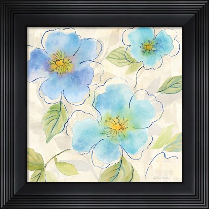 Framed Blue Poppy Garden I Print