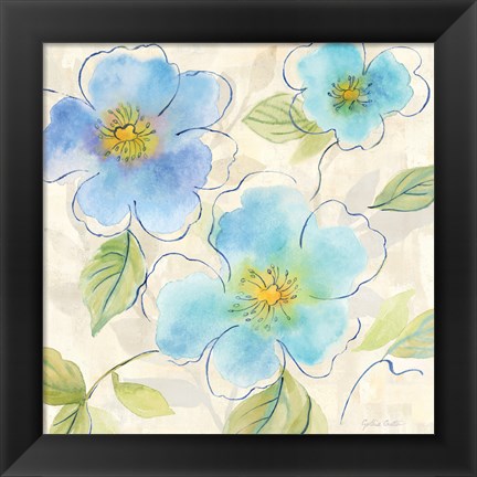 Framed Blue Poppy Garden I Print