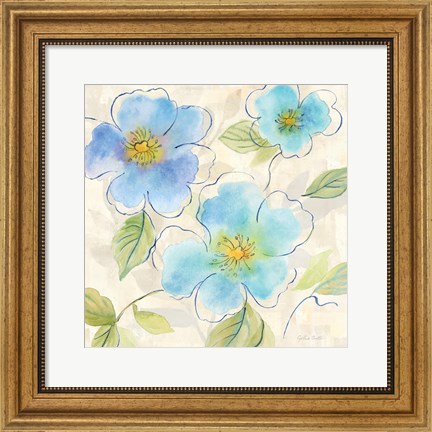 Framed Blue Poppy Garden I Print