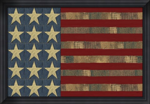 Framed Patriotic Printer Block Flag Print