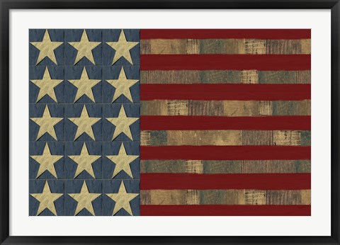 Framed Patriotic Printer Block Flag Print
