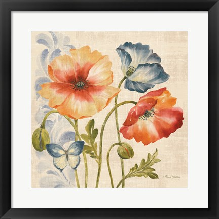 Framed Watercolor Poppies Multi I Print