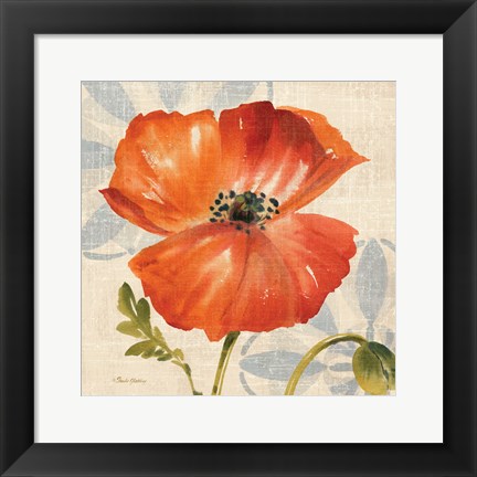 Framed Watercolor Poppies I (Orange) Print