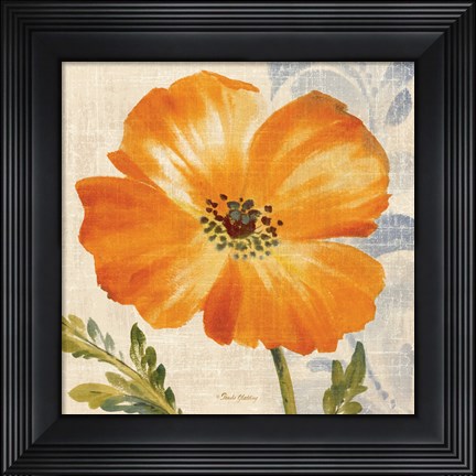 Framed Watercolor Poppies III (Orange) Print