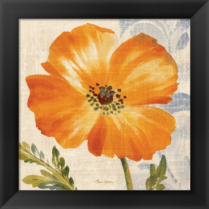 Framed Watercolor Poppies III (Orange) Print