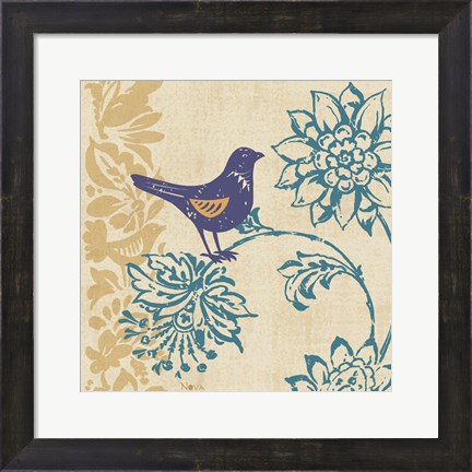Framed Blue Indigo Bird I Print
