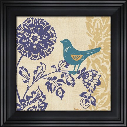 Framed Blue Indigo Bird II Print