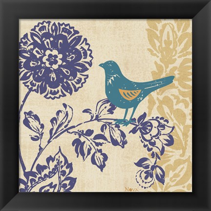 Framed Blue Indigo Bird II Print