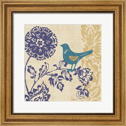Framed Blue Indigo Bird II Print