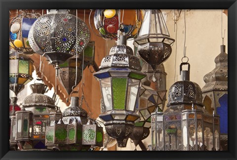Framed Decorative Lanterns in Fes Medina, Morocco Print