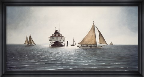 Framed Gathering At Thomas Point Print