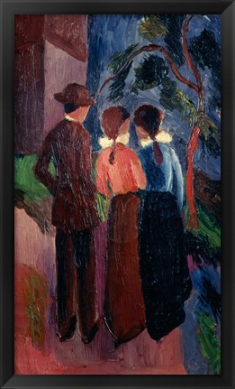 Framed Promenade Of Three People I,  1914 Print