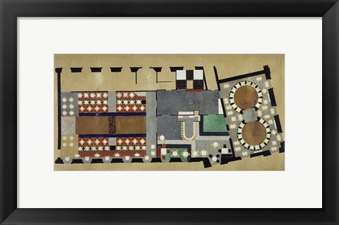 Framed Plan For A Bus Station: Design For The First Floor, 1927 Print