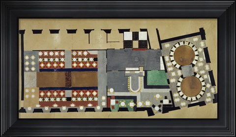 Framed Plan For A Bus Station: Design For The First Floor, 1927 Print