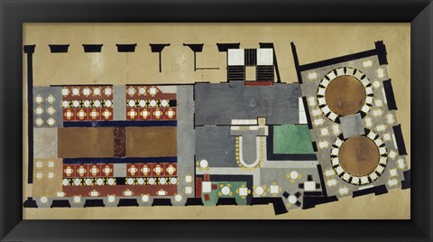 Framed Plan For A Bus Station: Design For The First Floor, 1927 Print