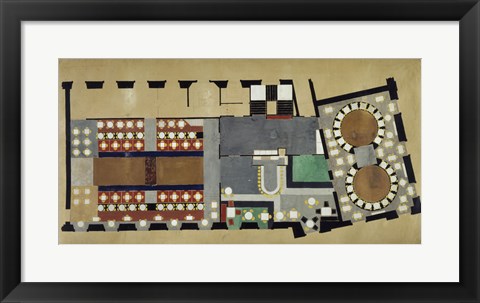 Framed Plan For A Bus Station: Design For The First Floor, 1927 Print