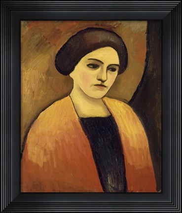 Framed Head Of A Woman In Orange And Brown (Portrait Of The Artist&#39;S Wife),  c.  1911 Print