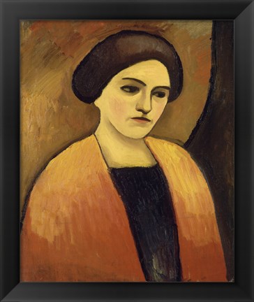 Framed Head Of A Woman In Orange And Brown (Portrait Of The Artist&#39;S Wife),  c.  1911 Print