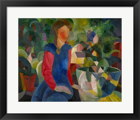 Framed Girl With Fish-Bowl, 1914 Print