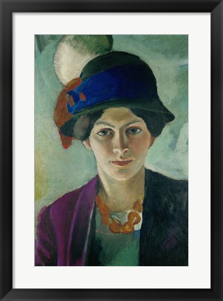 Framed Elisabeth Macke With Hat, 1909 Print